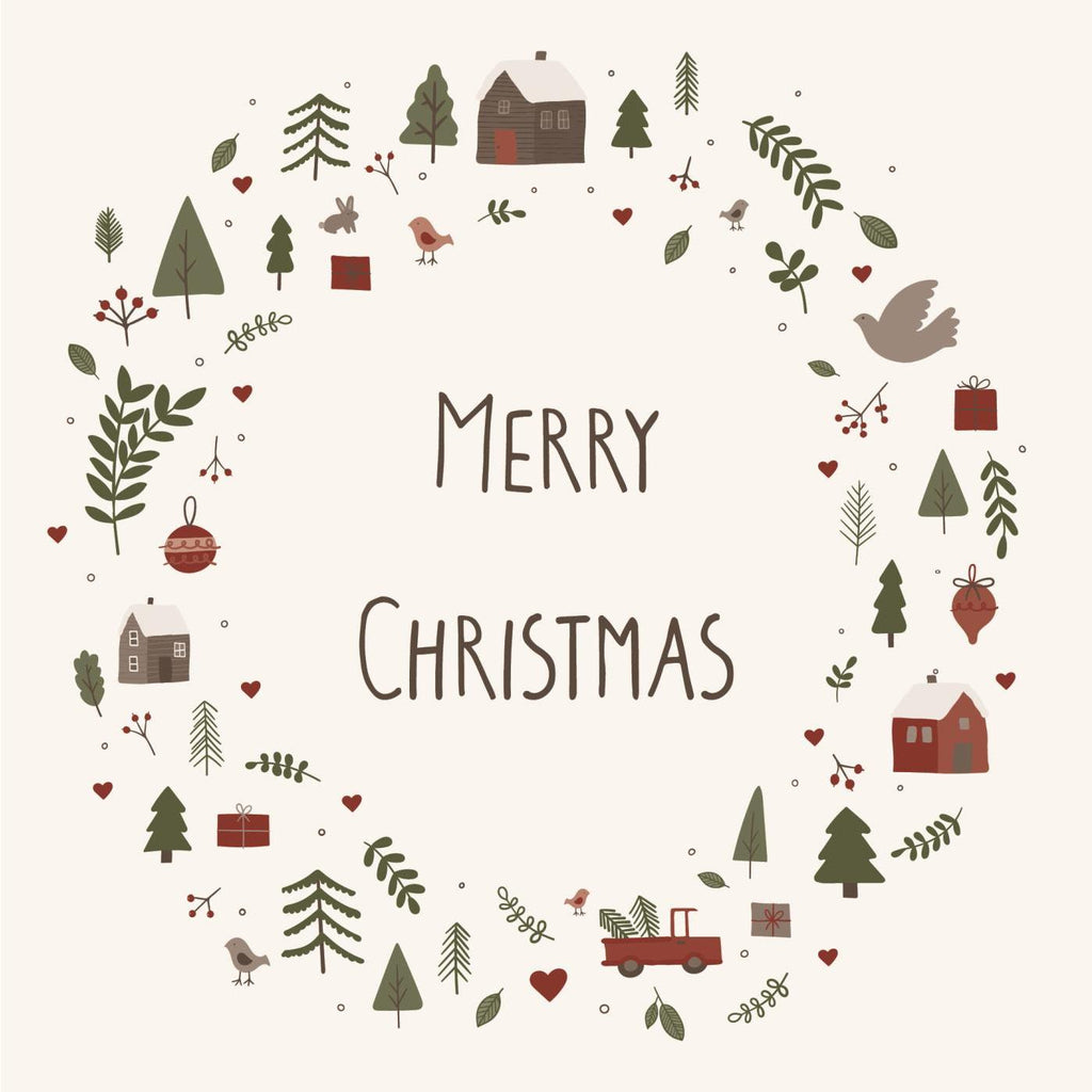 Serviette mit Weihnachtsmotiven MERRY CHRISTMAS