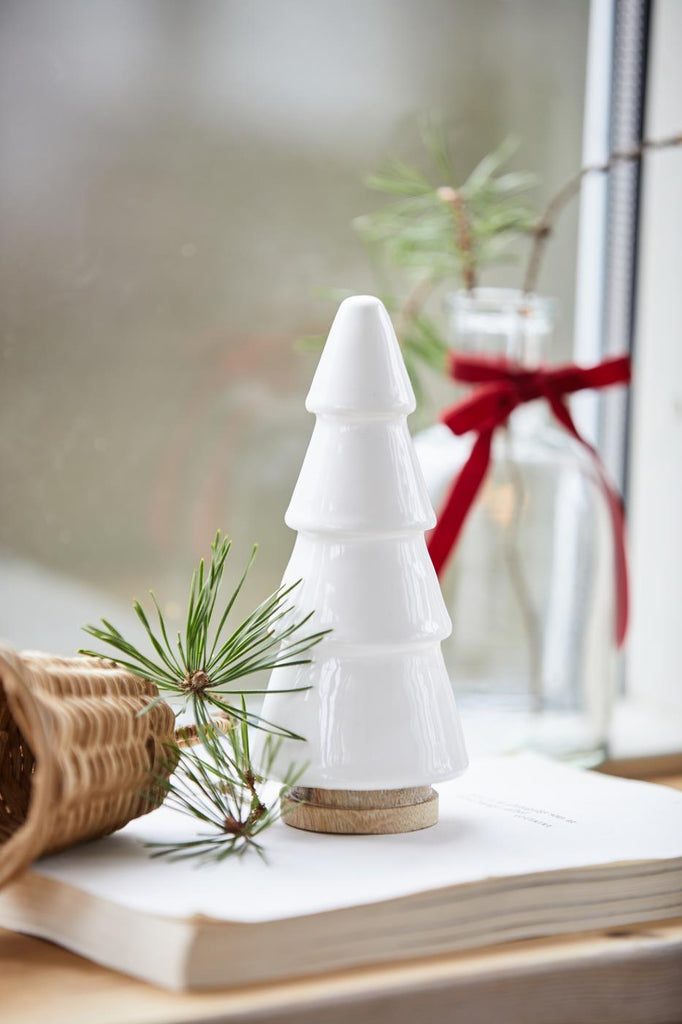 Tannenbaum stehend - weiss emaillebemalt