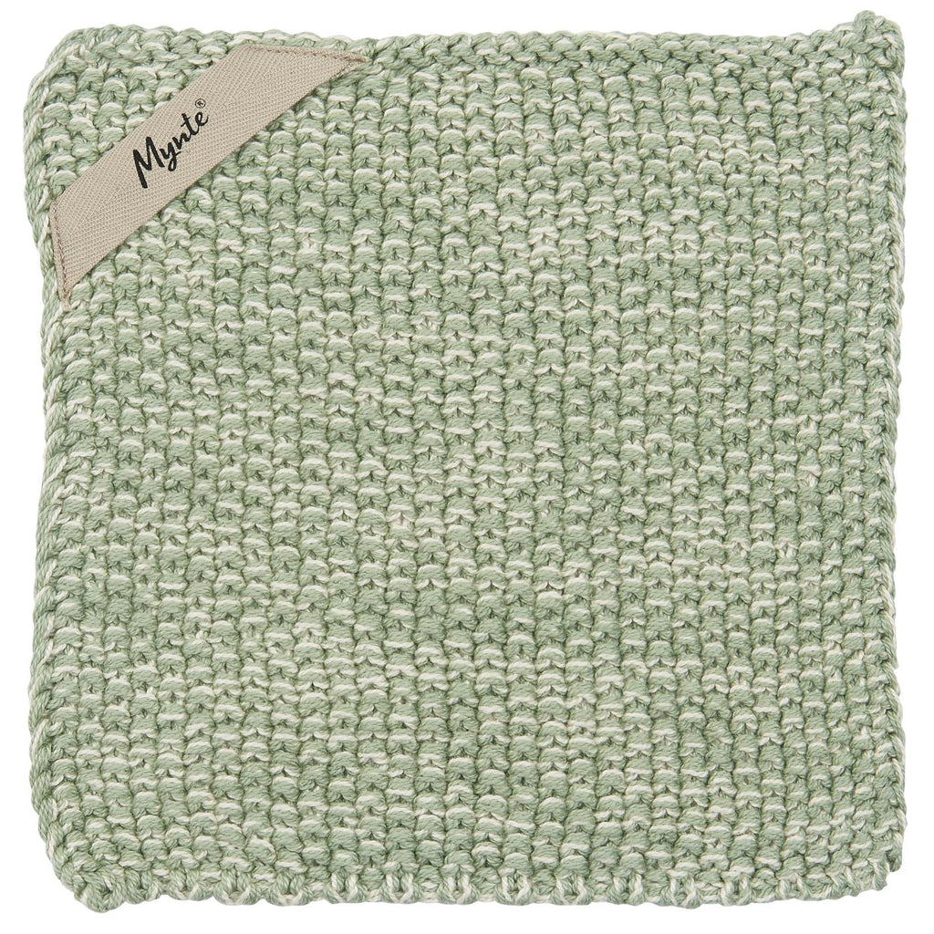 Topflappen hell grün Melange gestrickt - Mynte