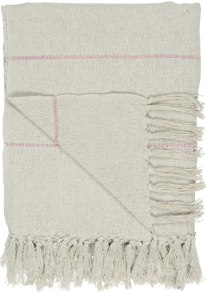 Plaid creme m. pink Streifen