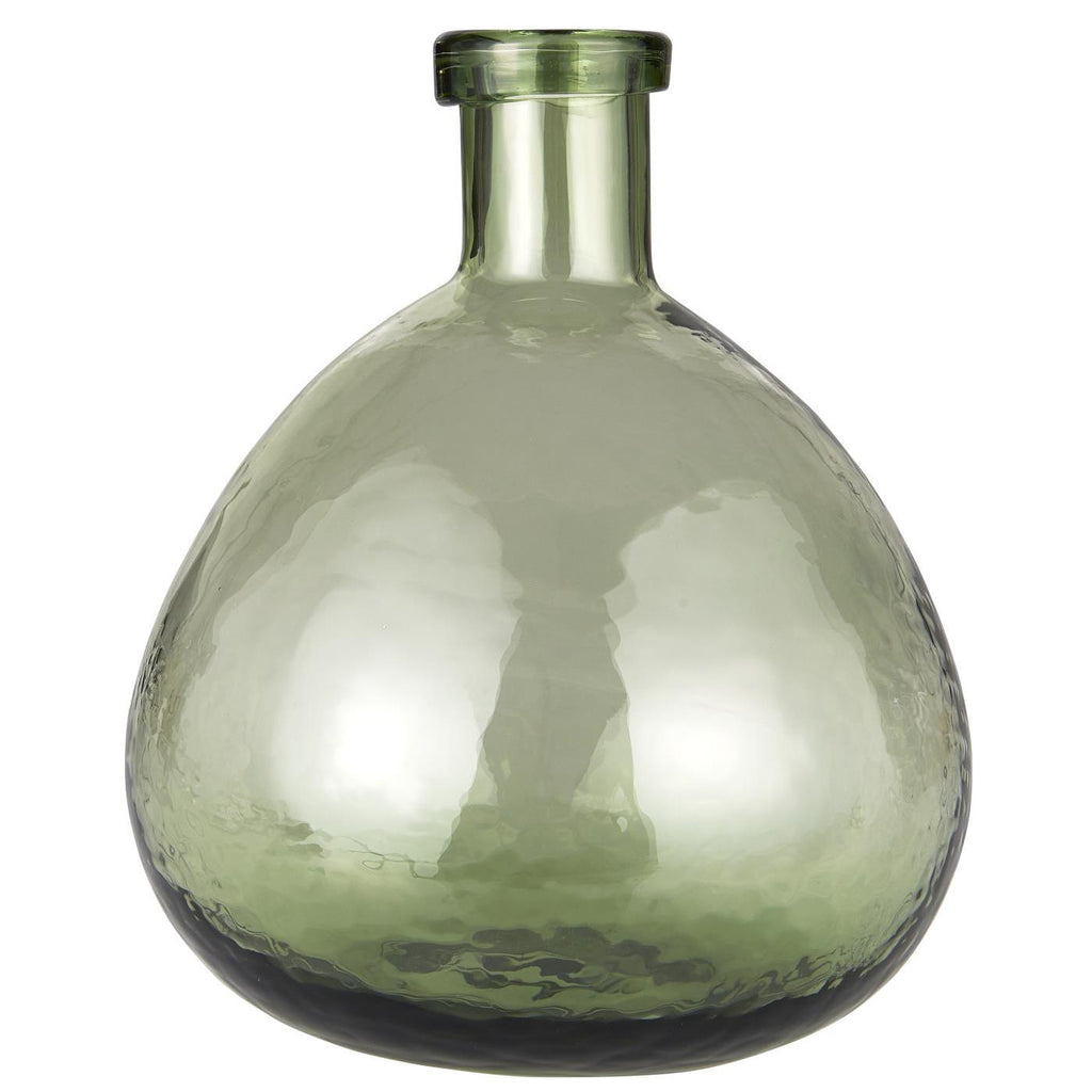 Vase | Glasballon mundgeblasen - grünes Glas - Gewicht kann varieren