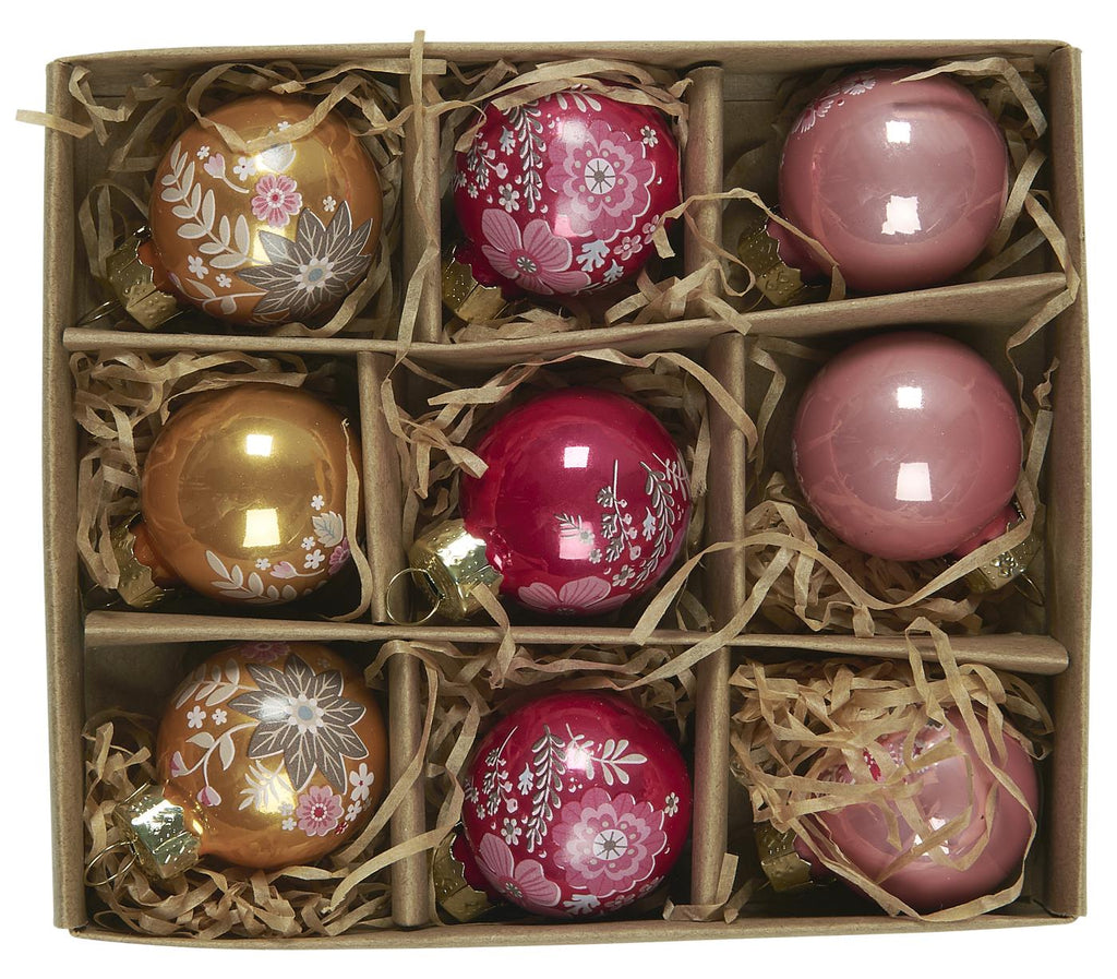 Weihnachtskugel 9er Set - 3 Farben