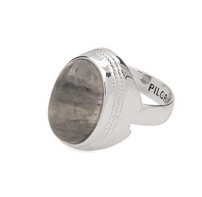 Ring Hayden silber mit Stein in grau