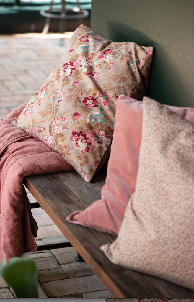 Kissenbezug geblümt kleine Blümchen - rosa, blau, grün - 60 x 60