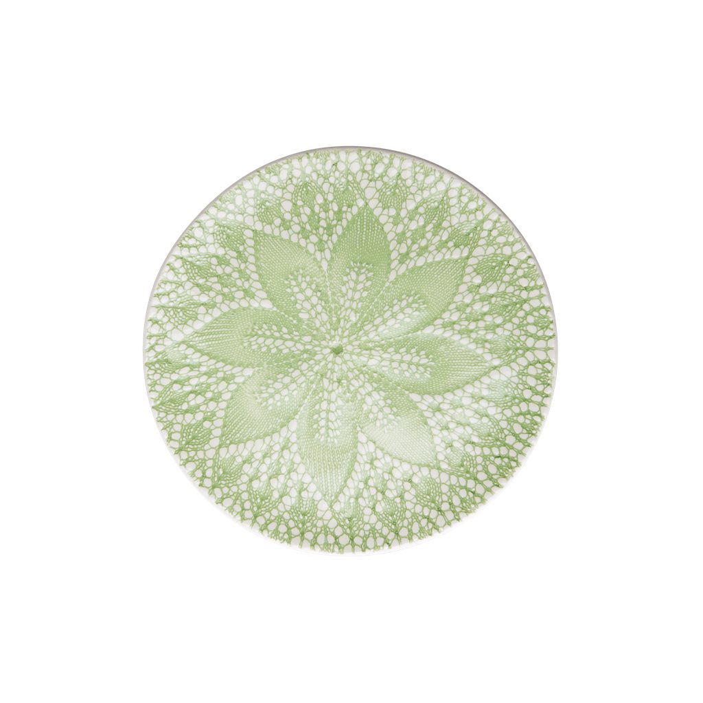 Plate Ceramic Green Embossing - Pastell Green