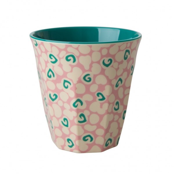 Becher rosa dunkelgrün - Melamin Cup Liquid Spots
