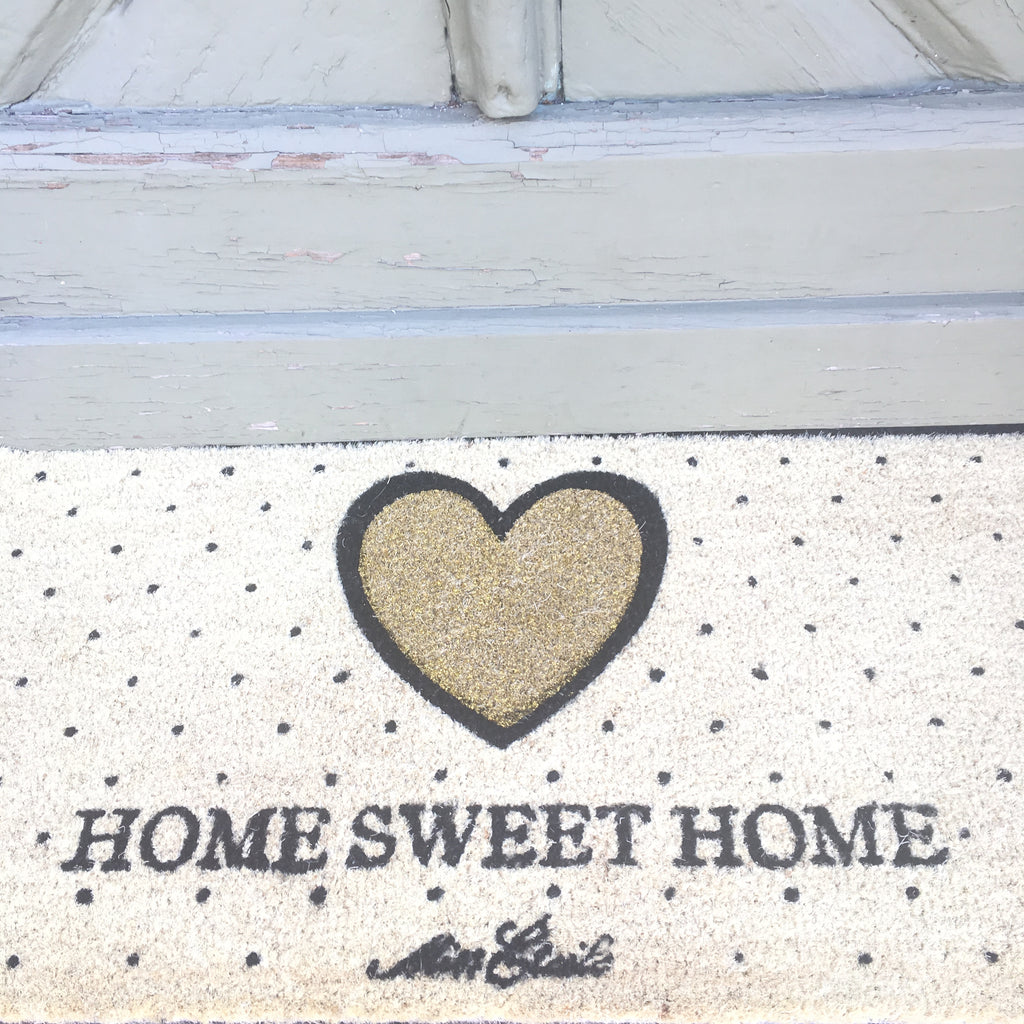 Türmatte "Home sweet Home" Punkte mit Herz Glitzer - Doormat heart - Fussmatte