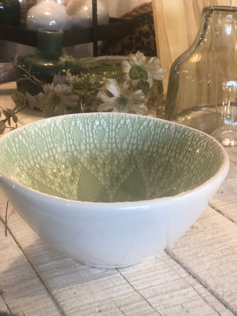 Schüssel Ceramic Bowl Green Embossing - Pastell Green
