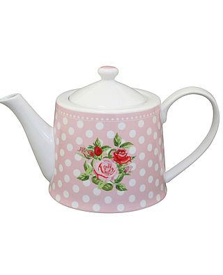 Teekanne Rosen auf Punkten rosa - Teapot Dots and Roses - Krasilnikoff