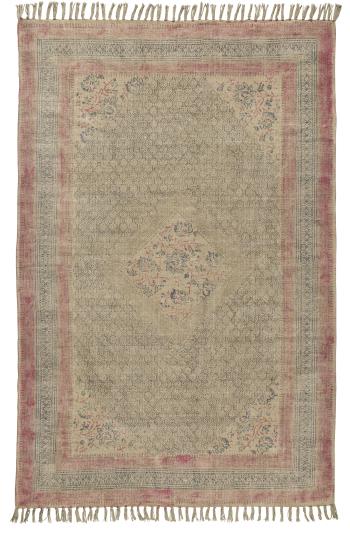 Teppich rosa Kante blau braun - handgewebt
