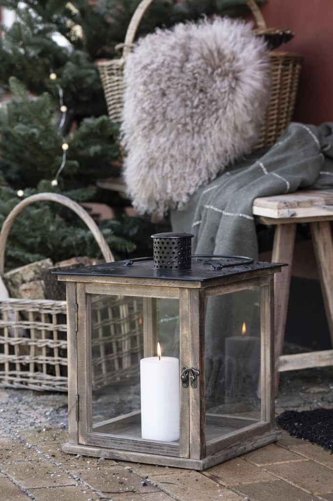 Plaid olivgrün m. creme Streifen quer