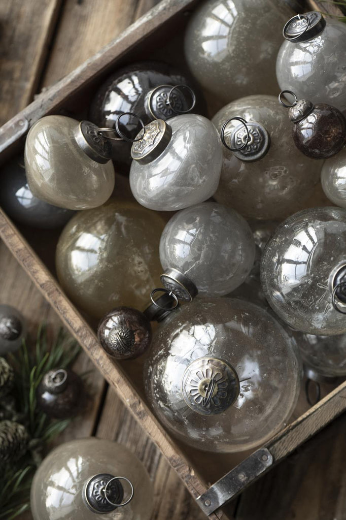 Weihnachgtskugel bubbled Glas - zwiebelförmig - grey