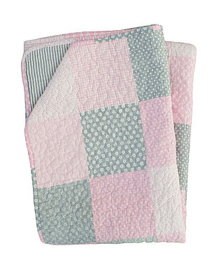 Plaid Decke Quilt in rosa grau Patchworkmuster